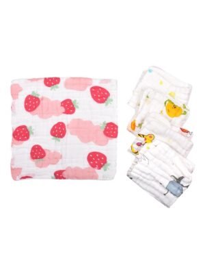 Moms Home Pack Of 5 Baby Super Soft Absorbent Muslin 6 Layer Napkins