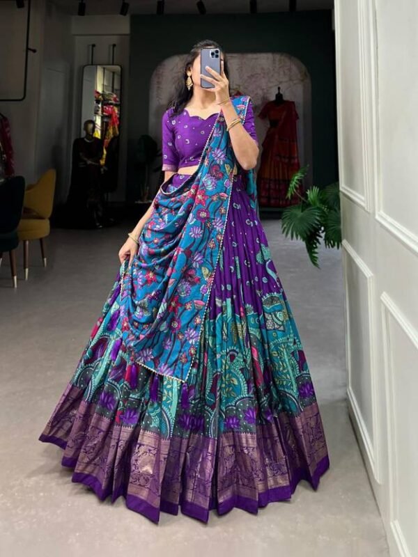 Pal Enterprise Printed Semi Stitched Lehenga Choli  (Purple)