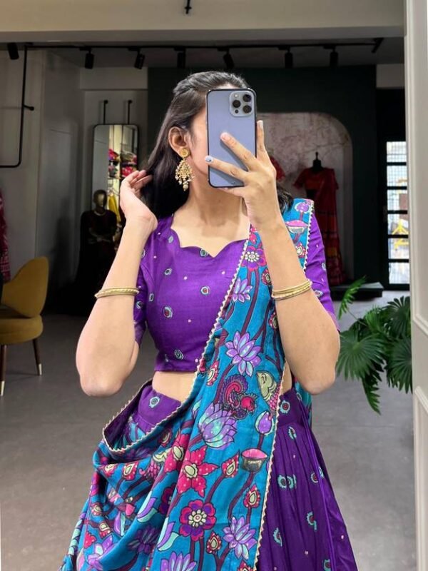 Pal Enterprise Printed Semi Stitched Lehenga Choli  (Purple)