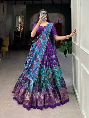 Pal Enterprise Printed Semi Stitched Lehenga Choli  (Purple)