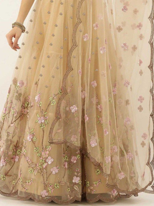 Piludi Embroidered Thread Work Semi-Stitched Lehenga & Unstitched Blouse With Dupatta