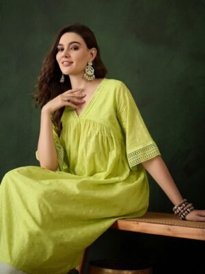 Buy Sangria Pure Cotton A Line Flared Kurta - Kurtas for Women