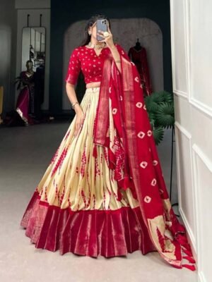 NTraditions  Floral Print Semi Stitched Lehenga Choli  (Multicolor)