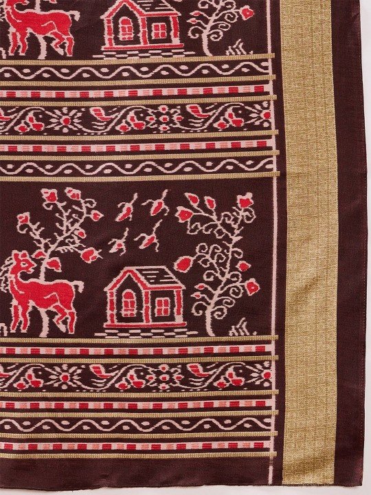 Warli Silk Blend Ready to Wear Sambalpuri Saree