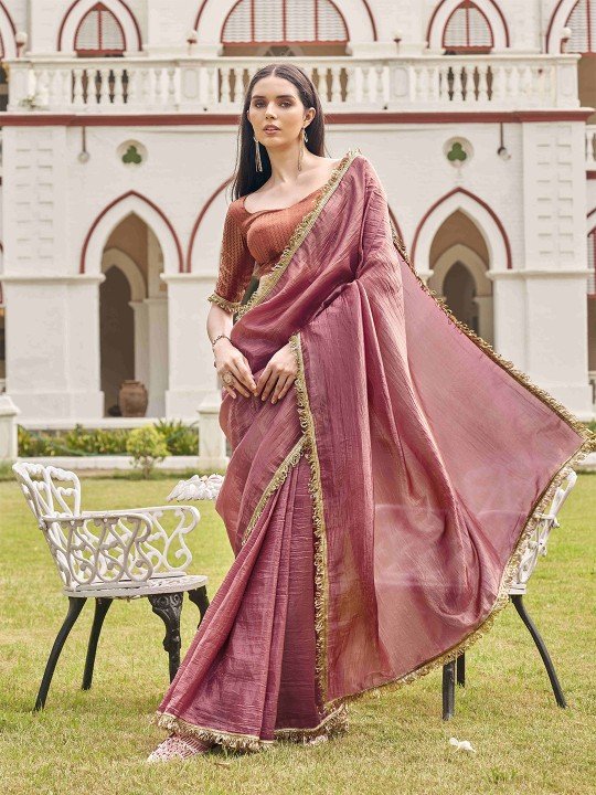 Buy Sequinned Turkish Organza Saree Online