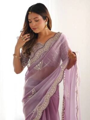 Embellished, Embroidered Bollywood Organza Saree