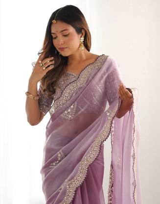 Embellished, Embroidered Bollywood Organza Saree