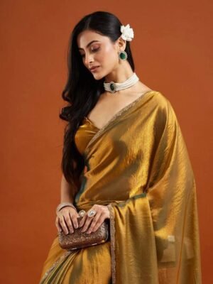 Solid/Plain Bollywood Organza, Silk Blend Saree