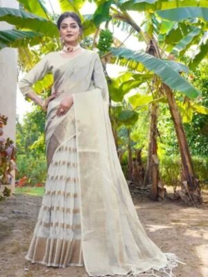 Striped Bollywood Organza Saree