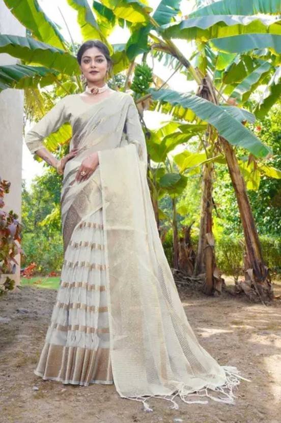 Striped Bollywood Organza Saree