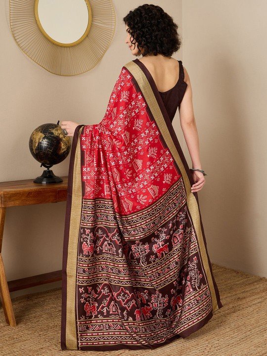 Warli Silk Blend Ready to Wear Sambalpuri Saree