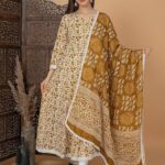 Anarkali cotton kurta set with Palazzo & Dupatta Set