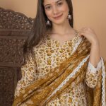 Anarkali cotton kurta set with Palazzo & Dupatta Set