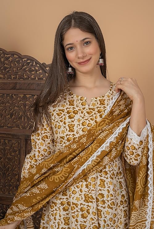 Anarkali cotton kurta set with Palazzo & Dupatta Set