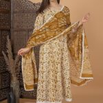 Anarkali cotton kurta set with Palazzo & Dupatta Set