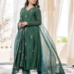 Green anarkali suit