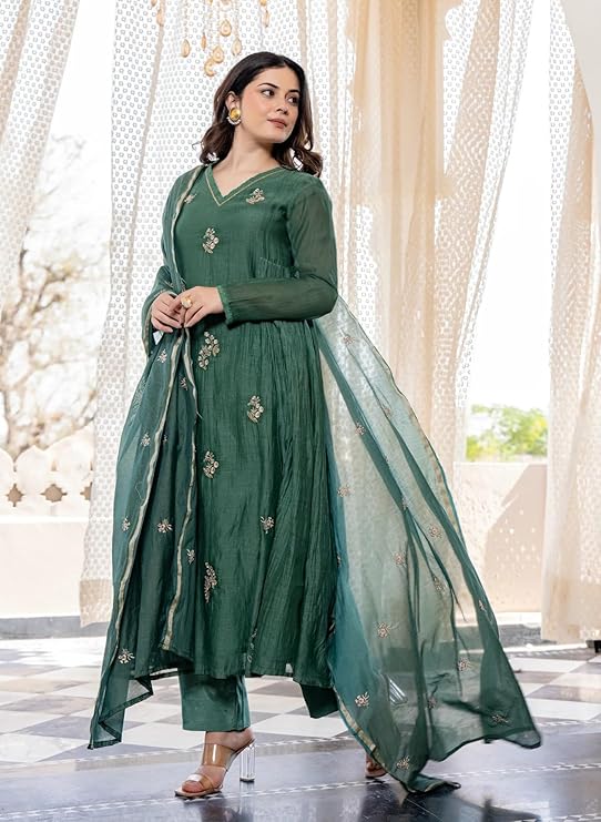 Green anarkali suit