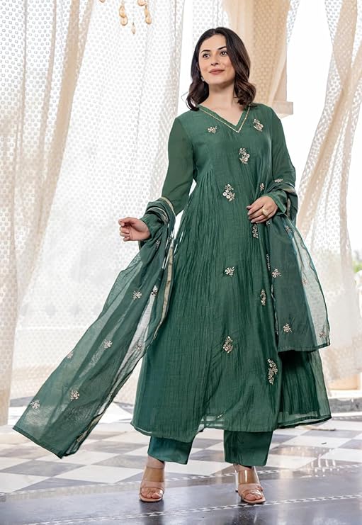 Green anarkali suit