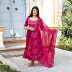 Pink anarkali suit
