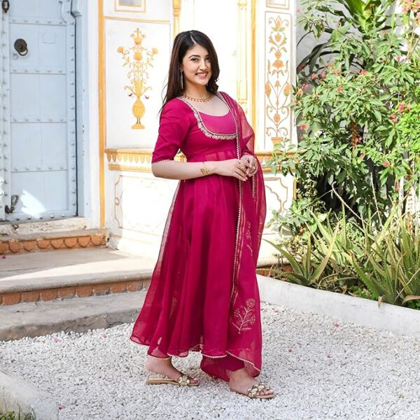Pink anarkali suit