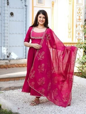 Pink anarkali suit