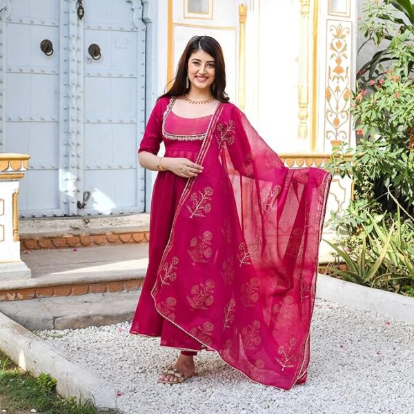 Pink anarkali suit