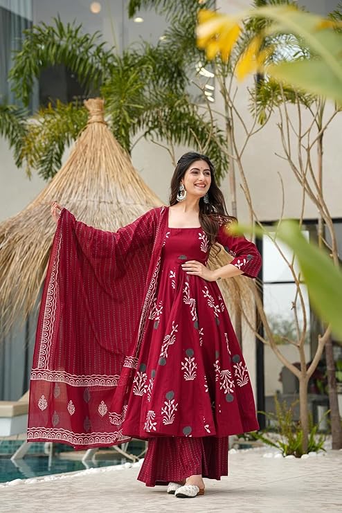 Maroon anarkali suit