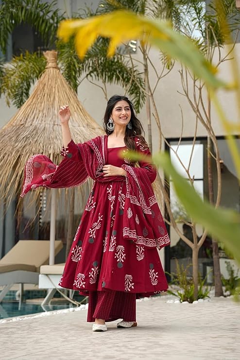 Maroon anarkali suit