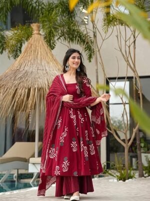 Maroon anarkali suit