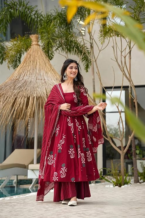 Maroon anarkali suit