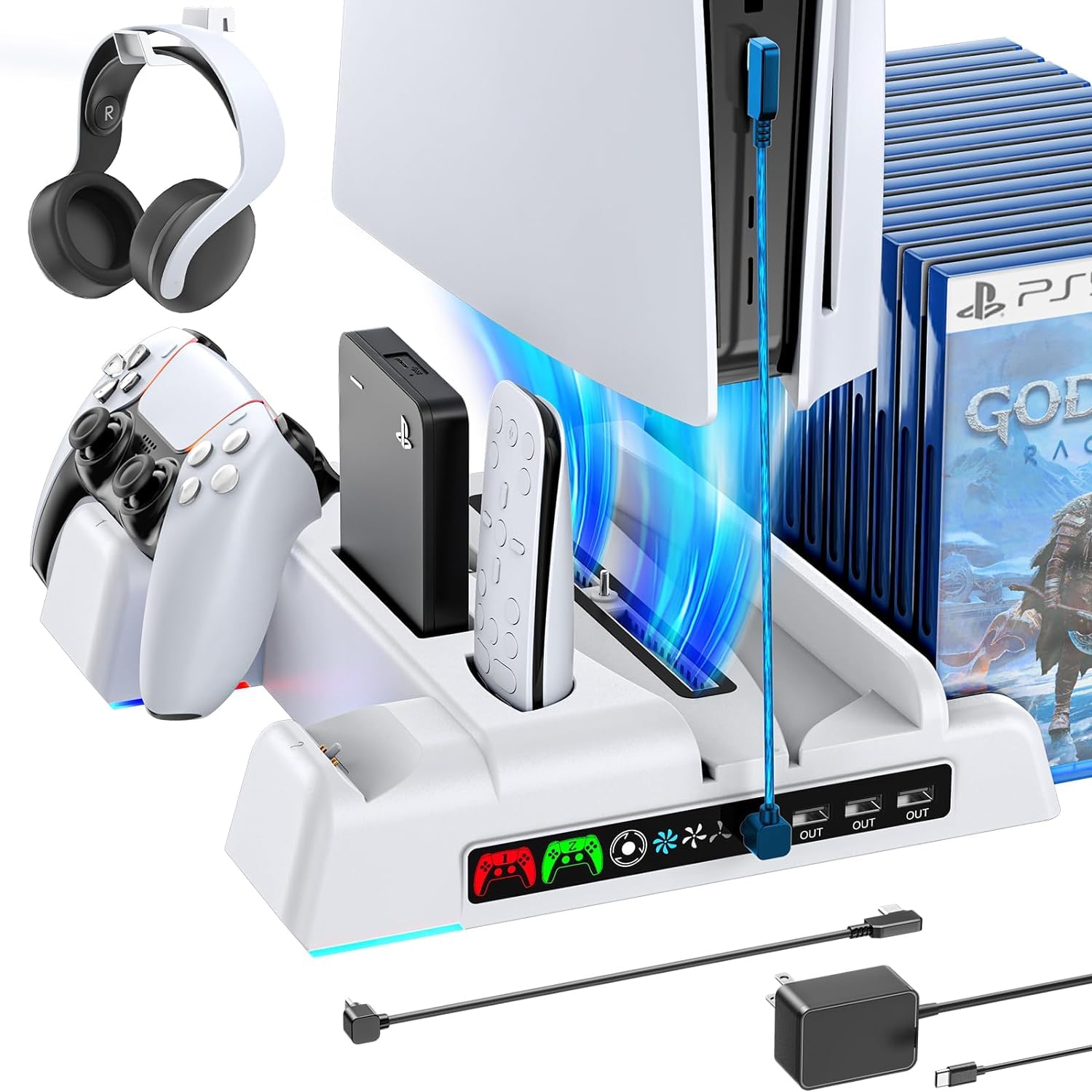 OIVO PS5 Stand with Cooling Station and PS5 Controller Charging Station