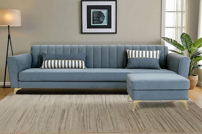 Adorn India Premium Luster 4 Seater L Shape Sofa Set