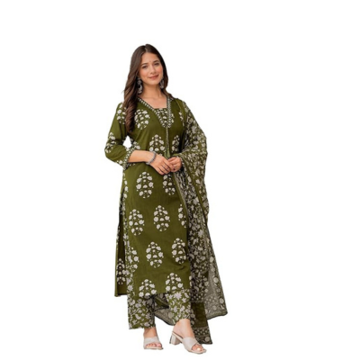 Cotton Kurta Set with Dupatta for Women